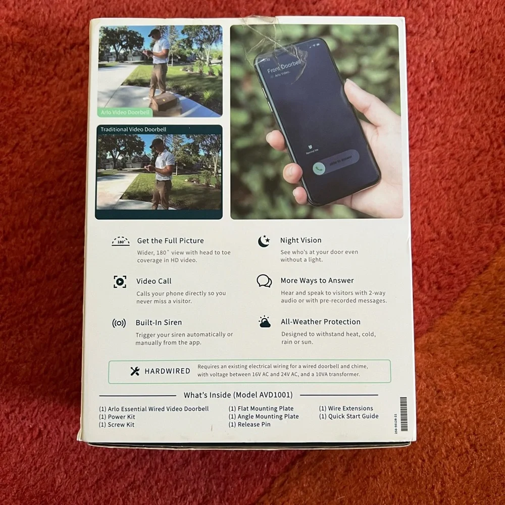 Wired Video Doorbell HD Video, 180° View, Night Vision, 2 Way Audio